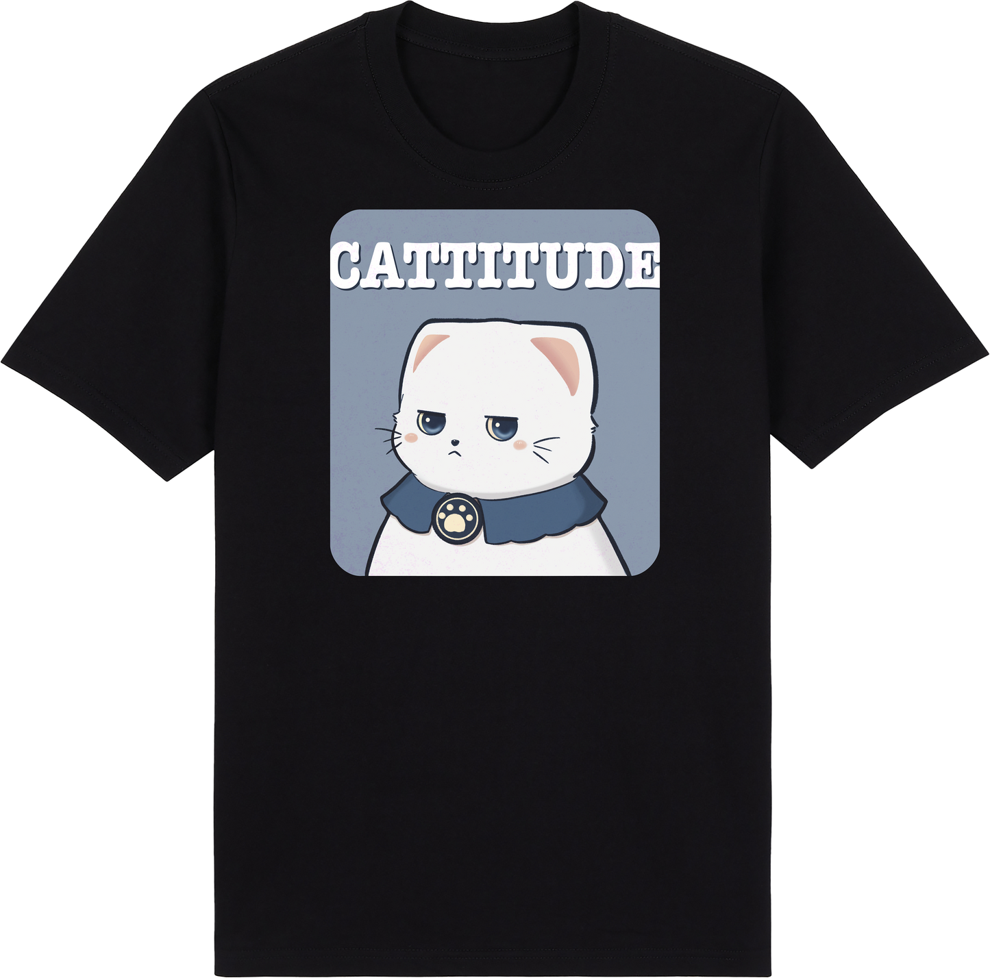 CATTITUDE – White Cat Tee