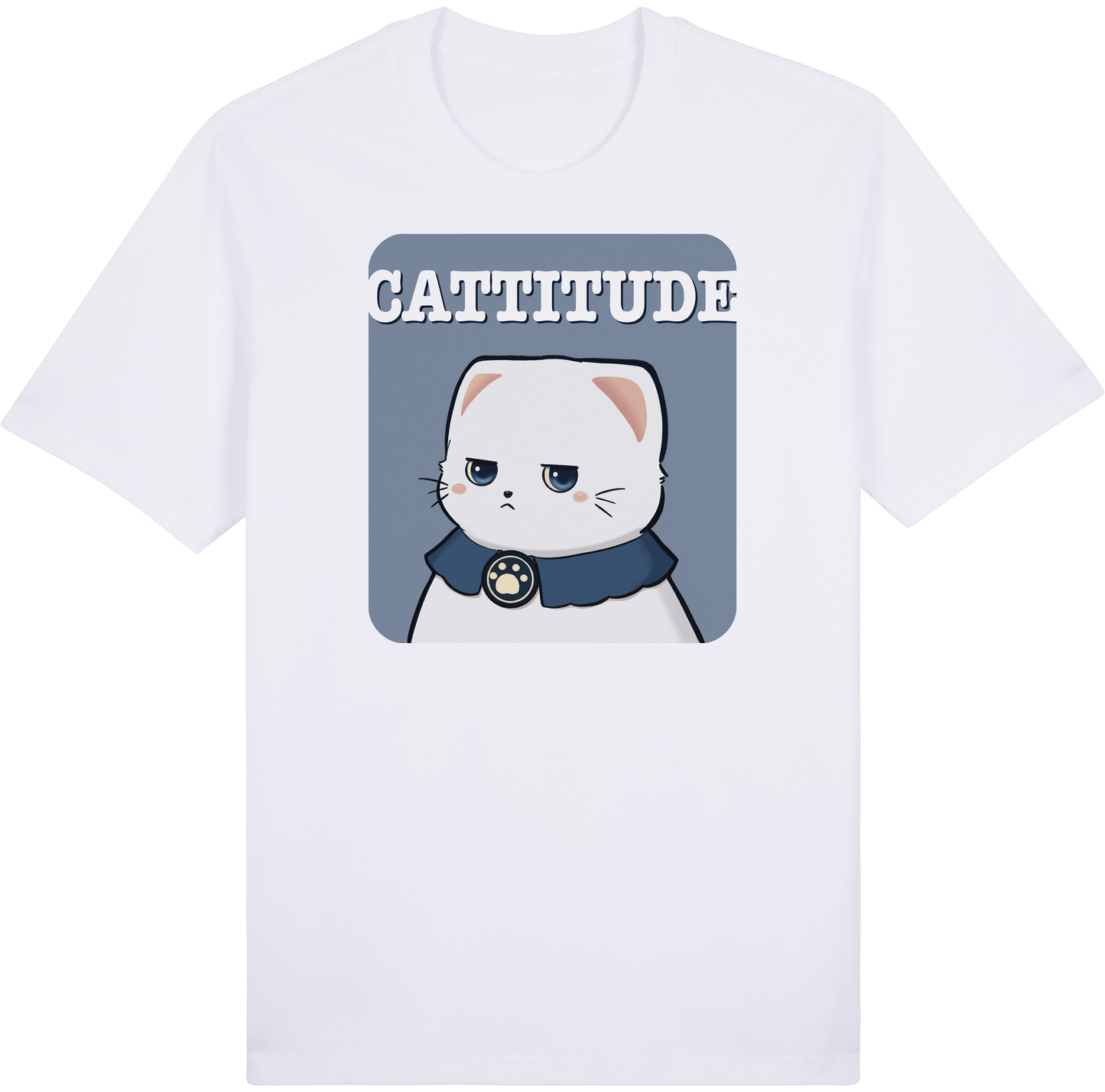CATTITUDE – White Cat Tee