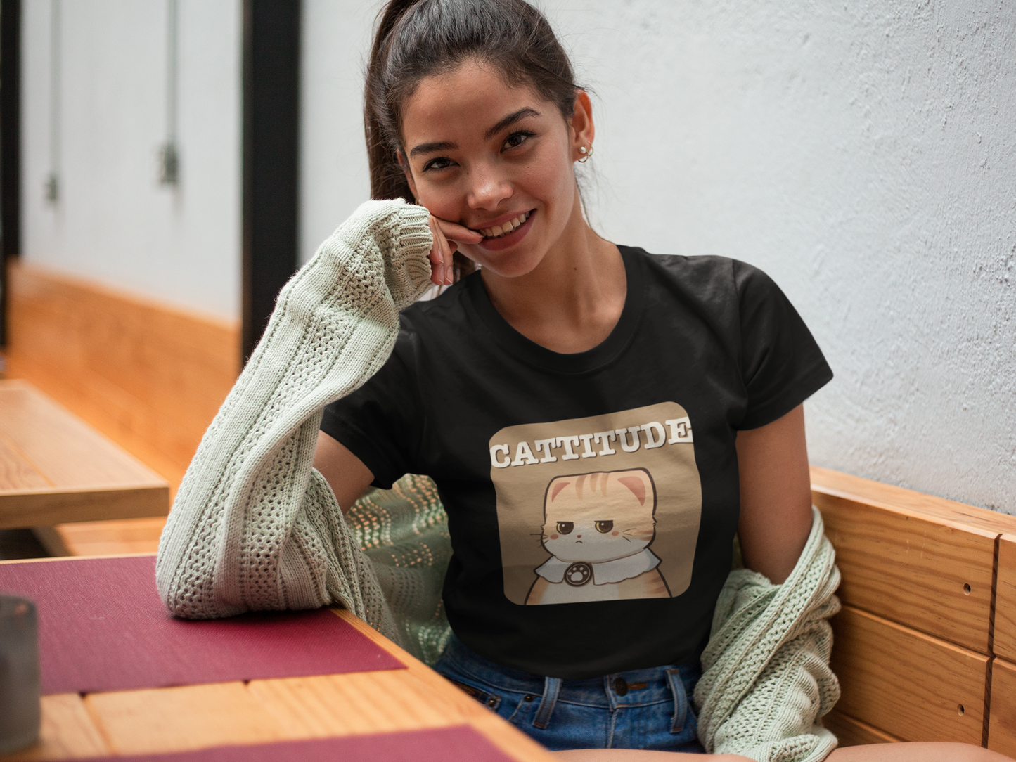 CATTITUDE – Orange Tabby Cat Tee