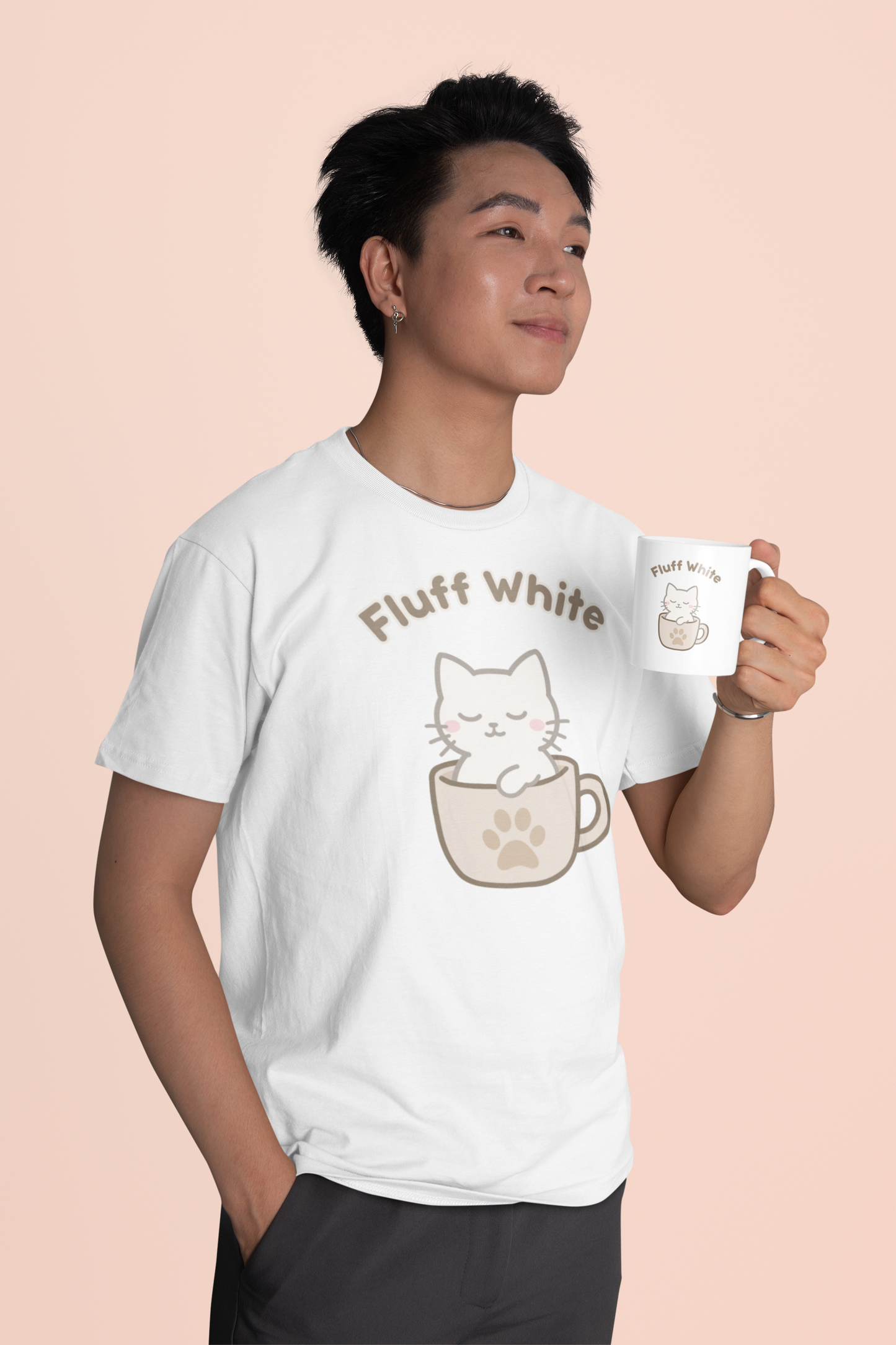 Fluff White Tee – Catfé Cuties Collection