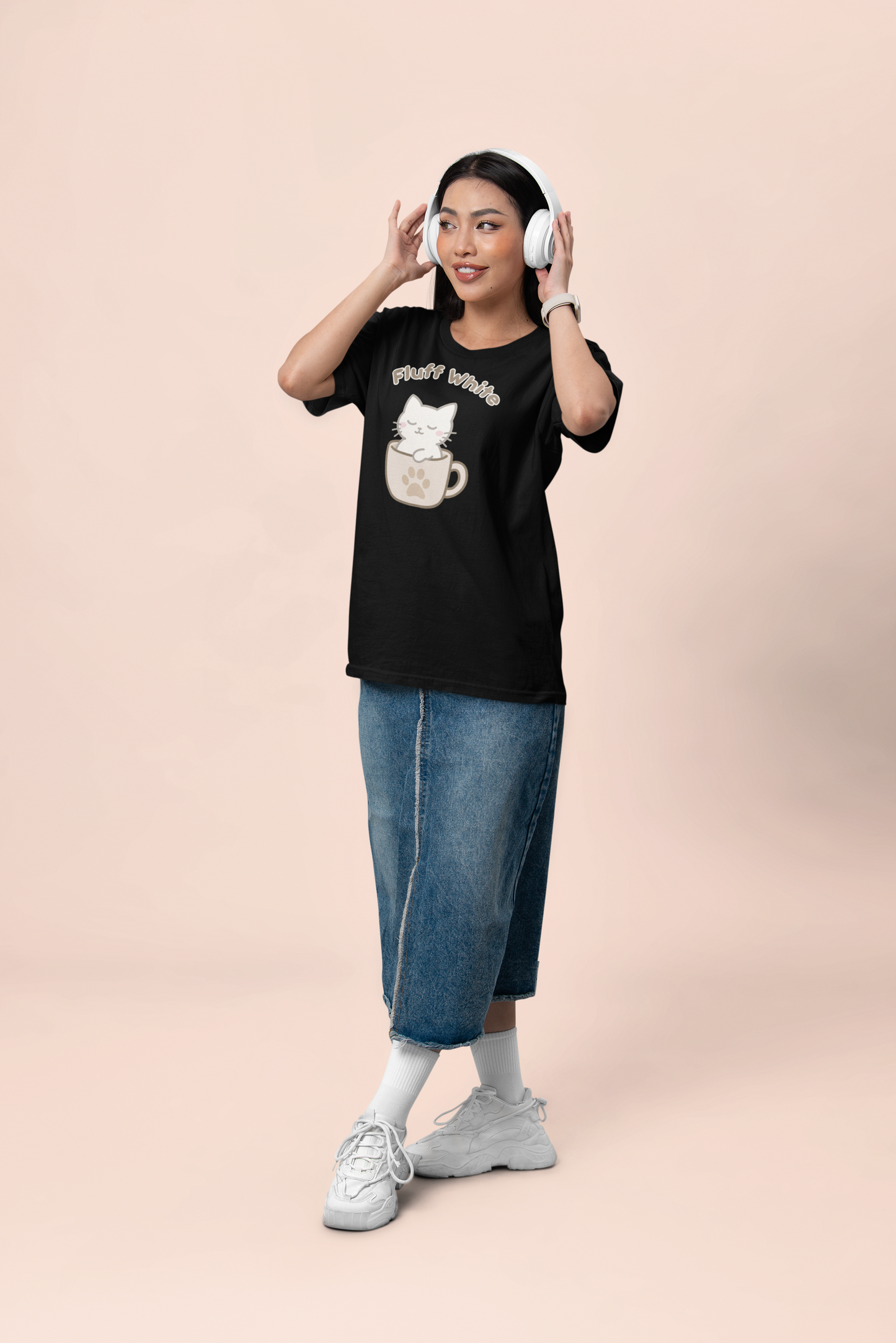 Fluff White Tee – Catfé Cuties Collection