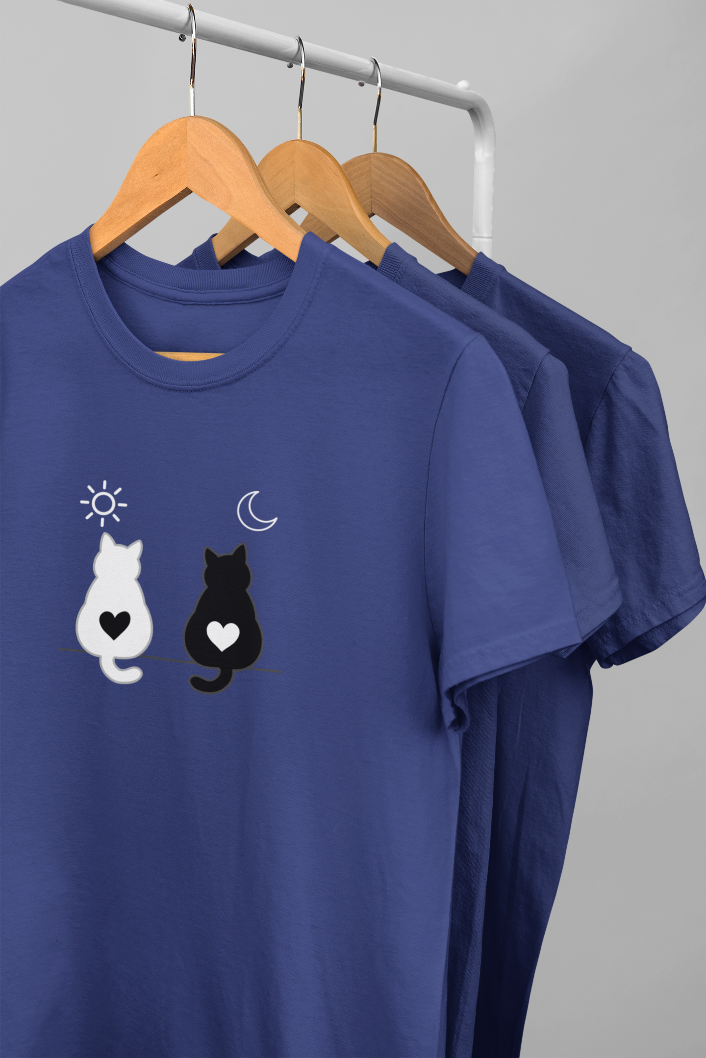 Day & Night Love Cats Tee – Meow Line Art Collection
