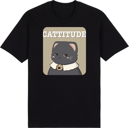 CATTITUDE – Black Cat Tee by Cinnamoon