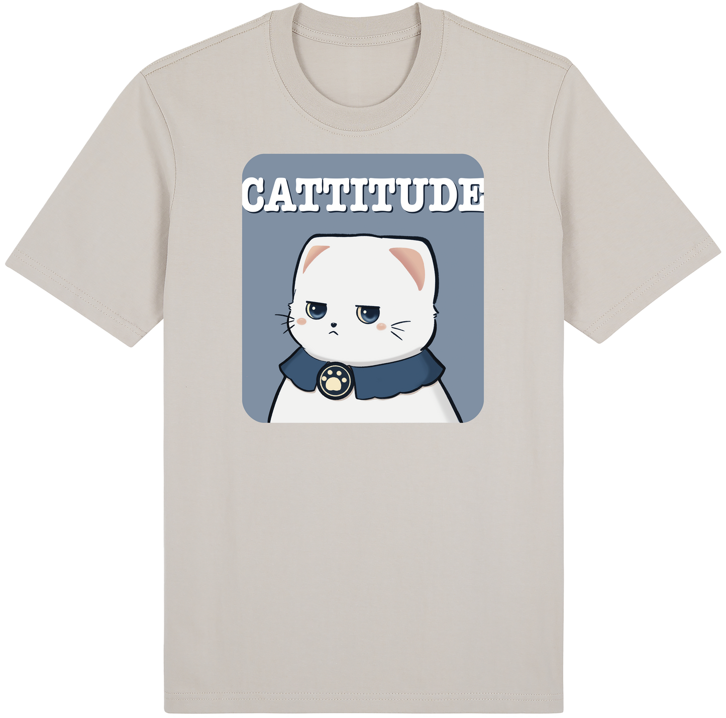 CATTITUDE – White Cat Tee
