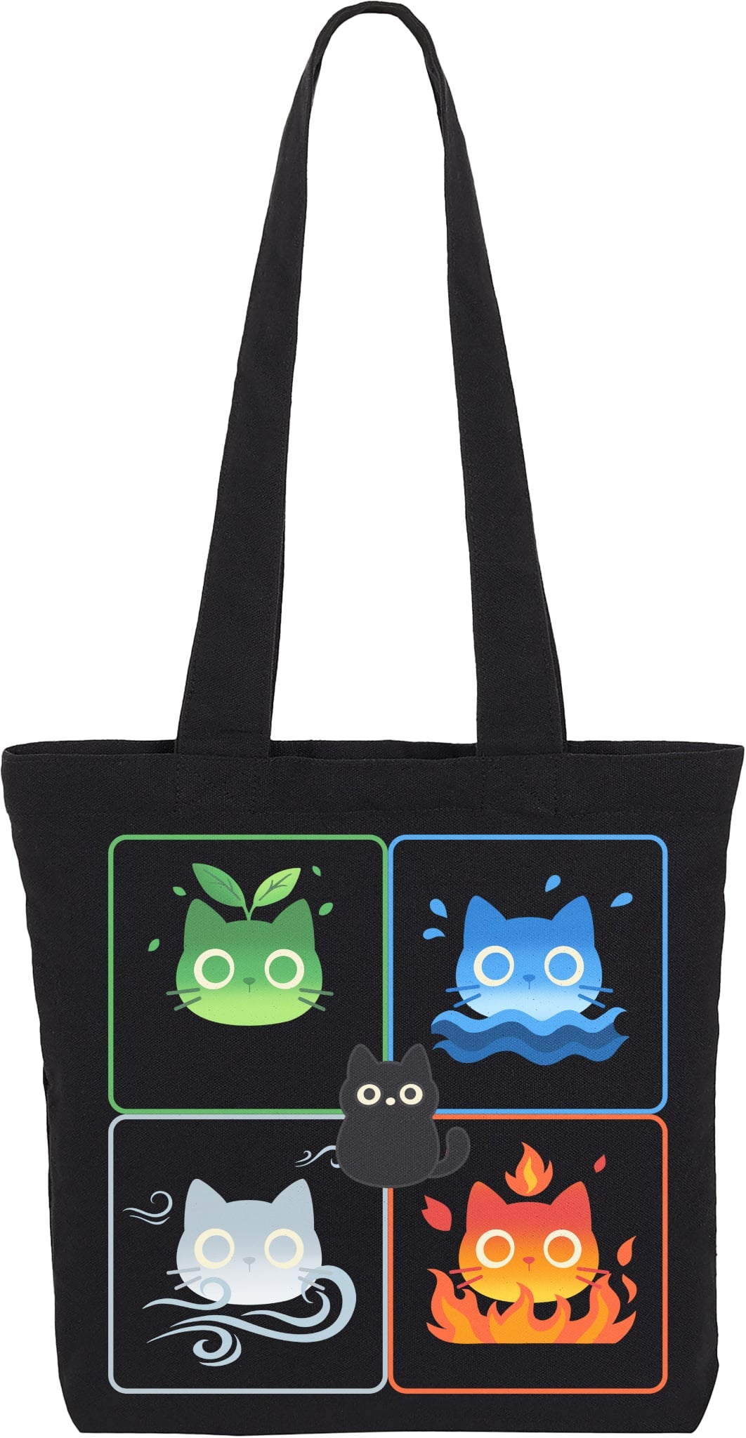 Elemental Cats featuring Kuro Tote Bag (Square) - Elemental Cat Series