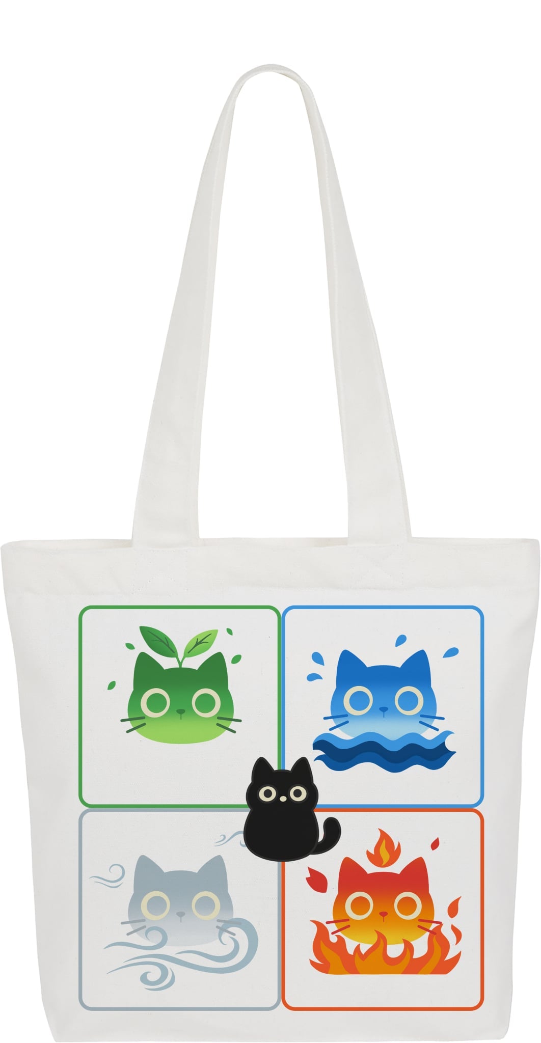 Elemental Cats featuring Kuro Tote Bag (Square) - Elemental Cat Series