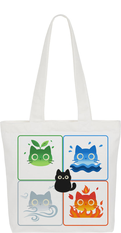 Elemental Cats featuring Kuro Tote Bag (Square) - Elemental Cat Series