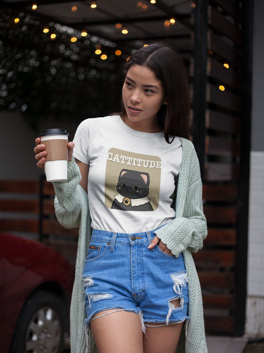 CATTITUDE – Black Cat Tee