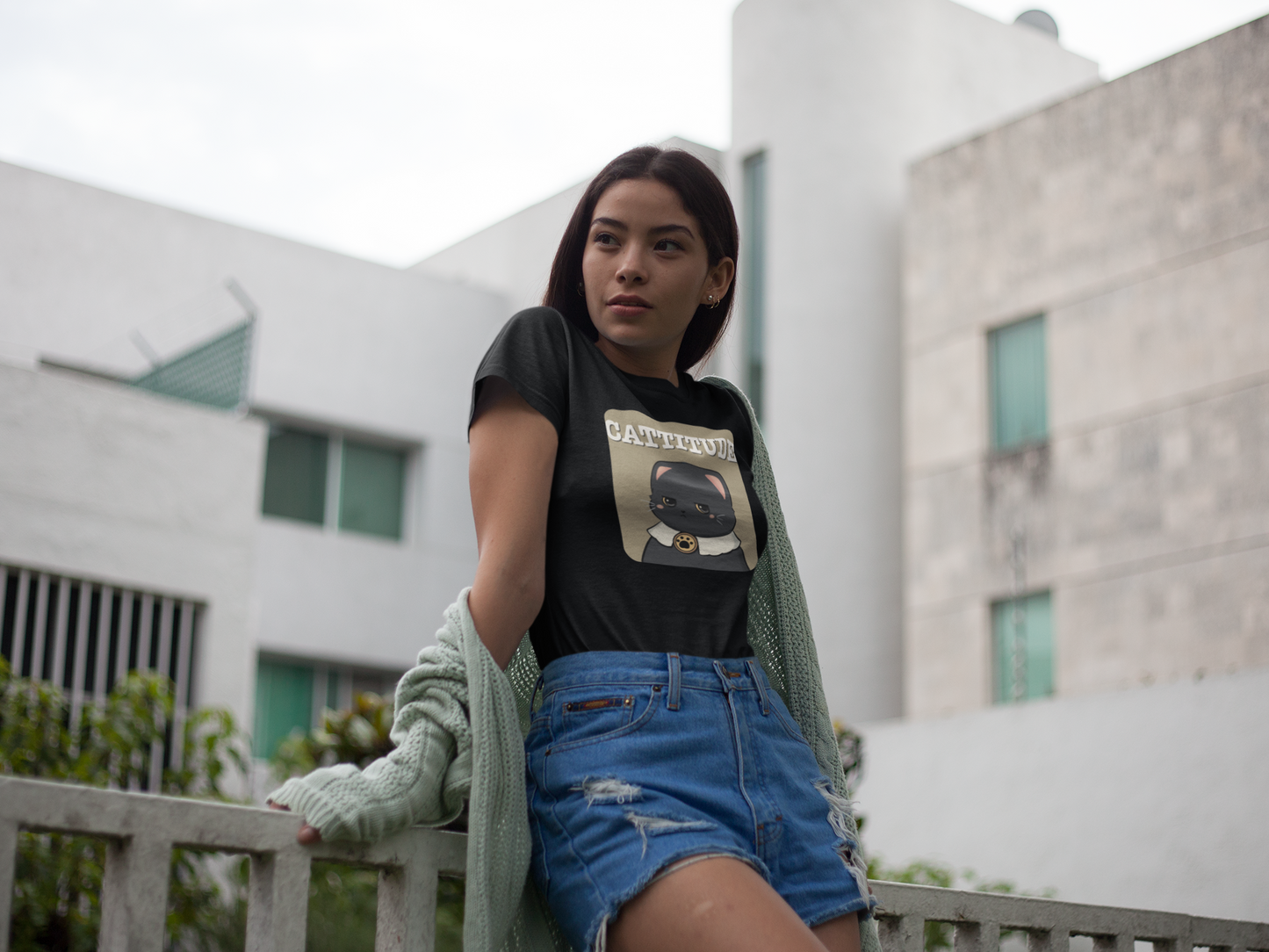 CATTITUDE – Black Cat Tee by Cinnamoon