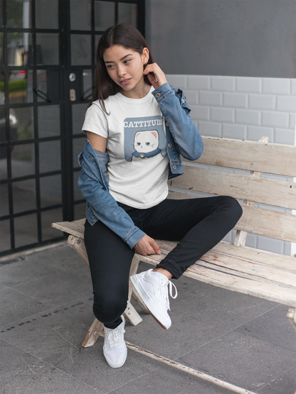 CATTITUDE – White Cat Tee
