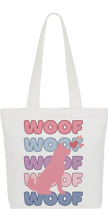 Cotton Candy Woof Tote Bag by ShiroInu Prints