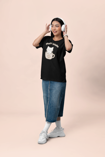 Fluff White Tee – Catfé Cuties Collection