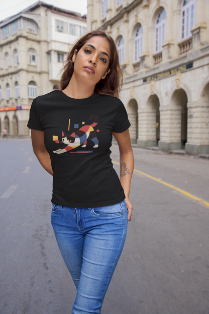 Geometric Cat Series – Primary Color Cat Tee by Kuroneko Ink