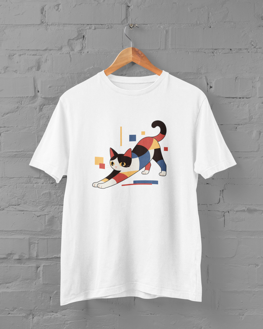 Geometric Cat Series – Primary Color Cat Tee by Kuroneko Ink