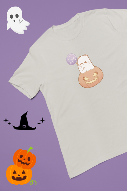 Misty Tee – Ghost Pumpkin Cats: Trick-or-Treat Edition Tee by Cinnamoon
