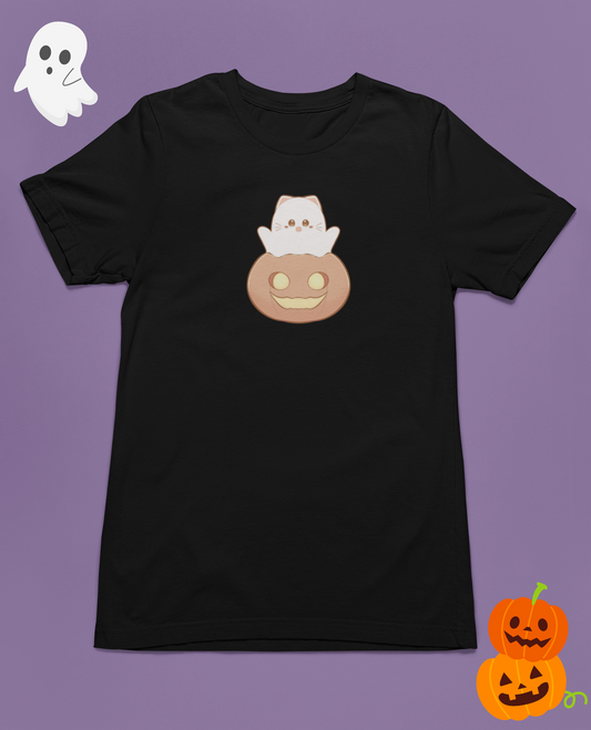 BooBun Tee – Ghost Pumpkin Cats: Trick-or-Treat Edition Tee by Cinnamoon