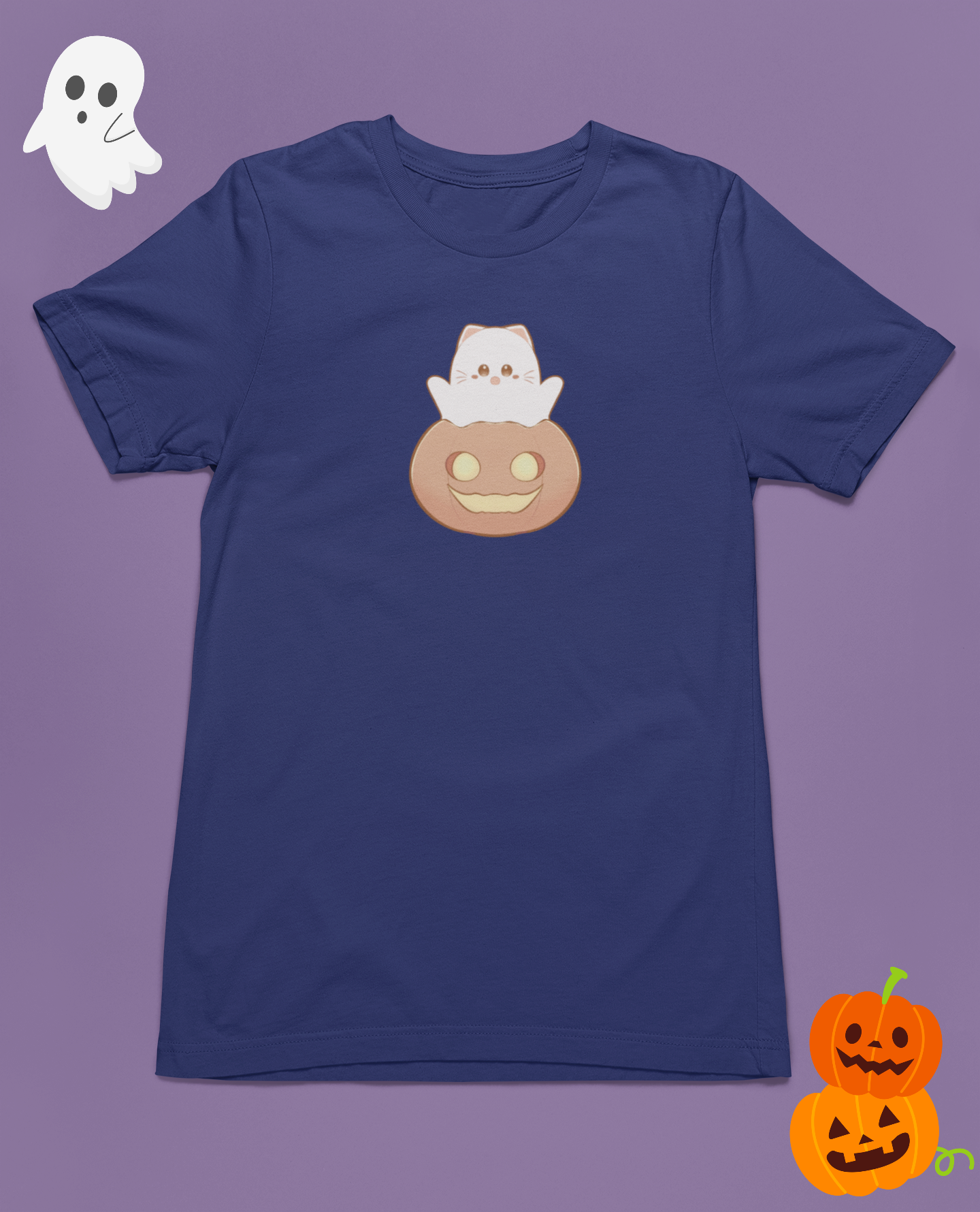 BooBun Tee – Ghost Pumpkin Cats: Trick-or-Treat Edition Tee by Cinnamoon