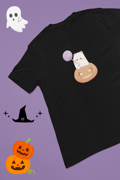 Misty Tee – Ghost Pumpkin Cats: Trick-or-Treat Edition Tee by Cinnamoon