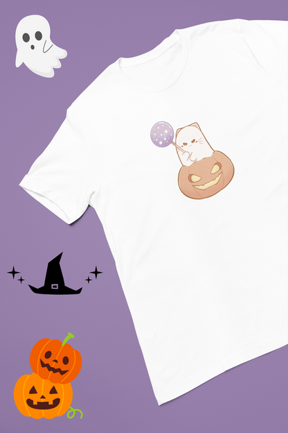 Misty Tee – Ghost Pumpkin Cats: Trick-or-Treat Edition Tee by Cinnamoon