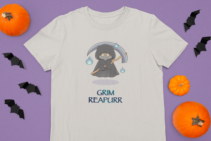 Grim Reapurr — Halloween Cat Guardian Tee by Cinnamoon