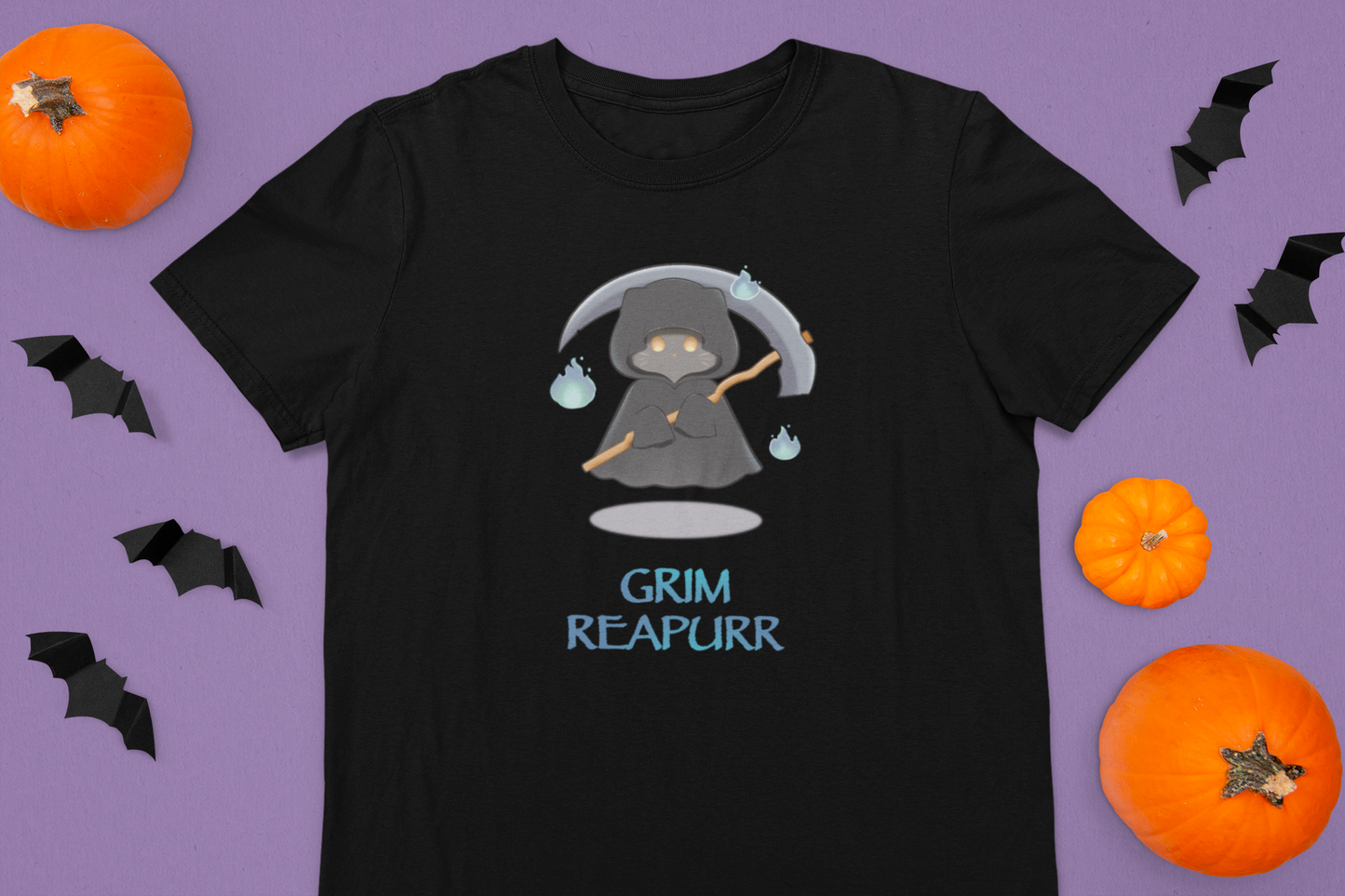 Grim Reapurr — Halloween Cat Guardian Tee by Cinnamoon