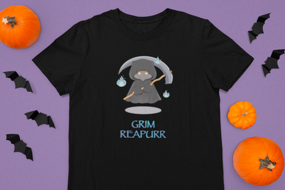 Grim Reapurr — Halloween Cat Guardian Tee by Cinnamoon