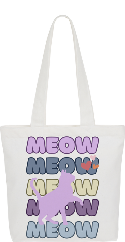 Lavender Meow Tote Bag (Square)