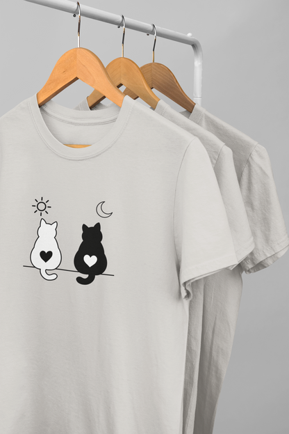 Day & Night Love Cats Tee – Meow Line Art Collection