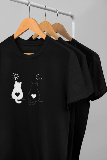 Day & Night Love Cats Tee – Meow Line Art Collection