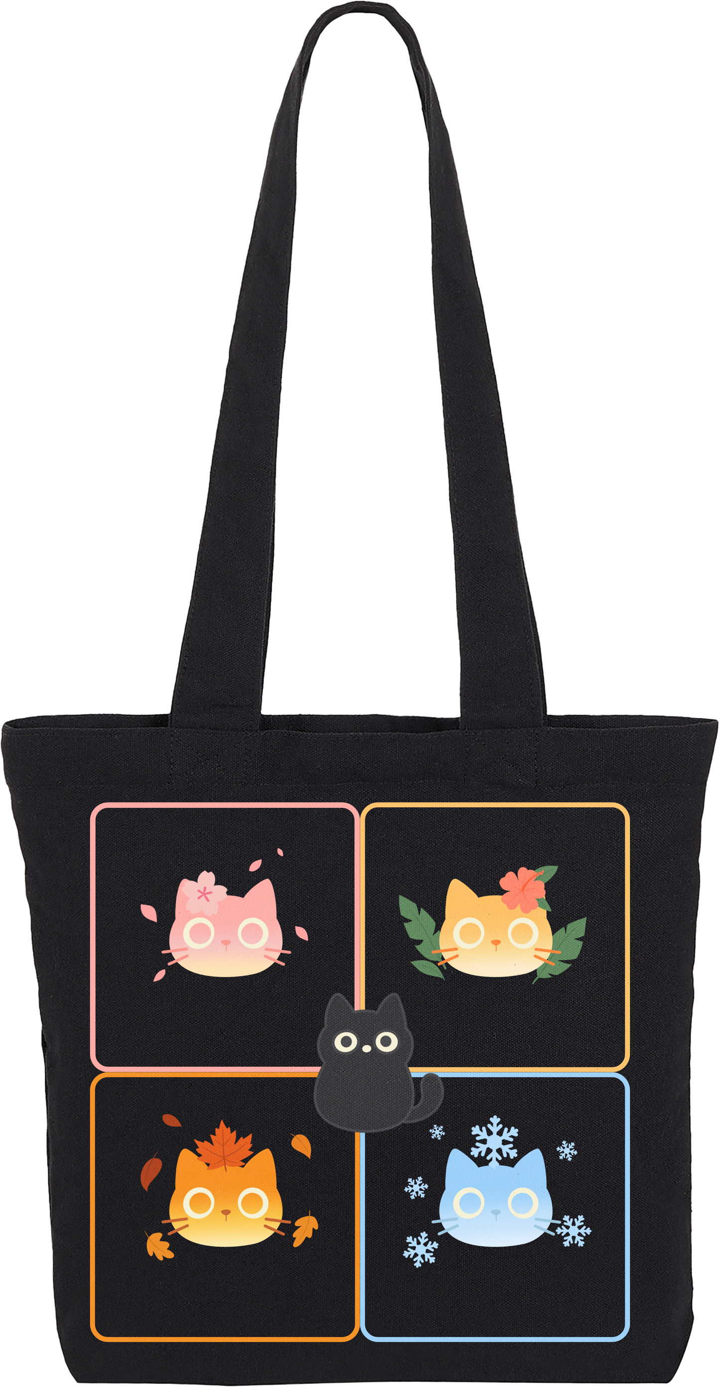 Seasons Collection featuring Kuro Tote Bag (Square) - Elemental Cats Series