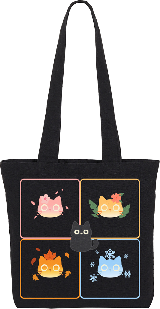 Seasons Collection featuring Kuro Tote Bag (Square) - Elemental Cats Series