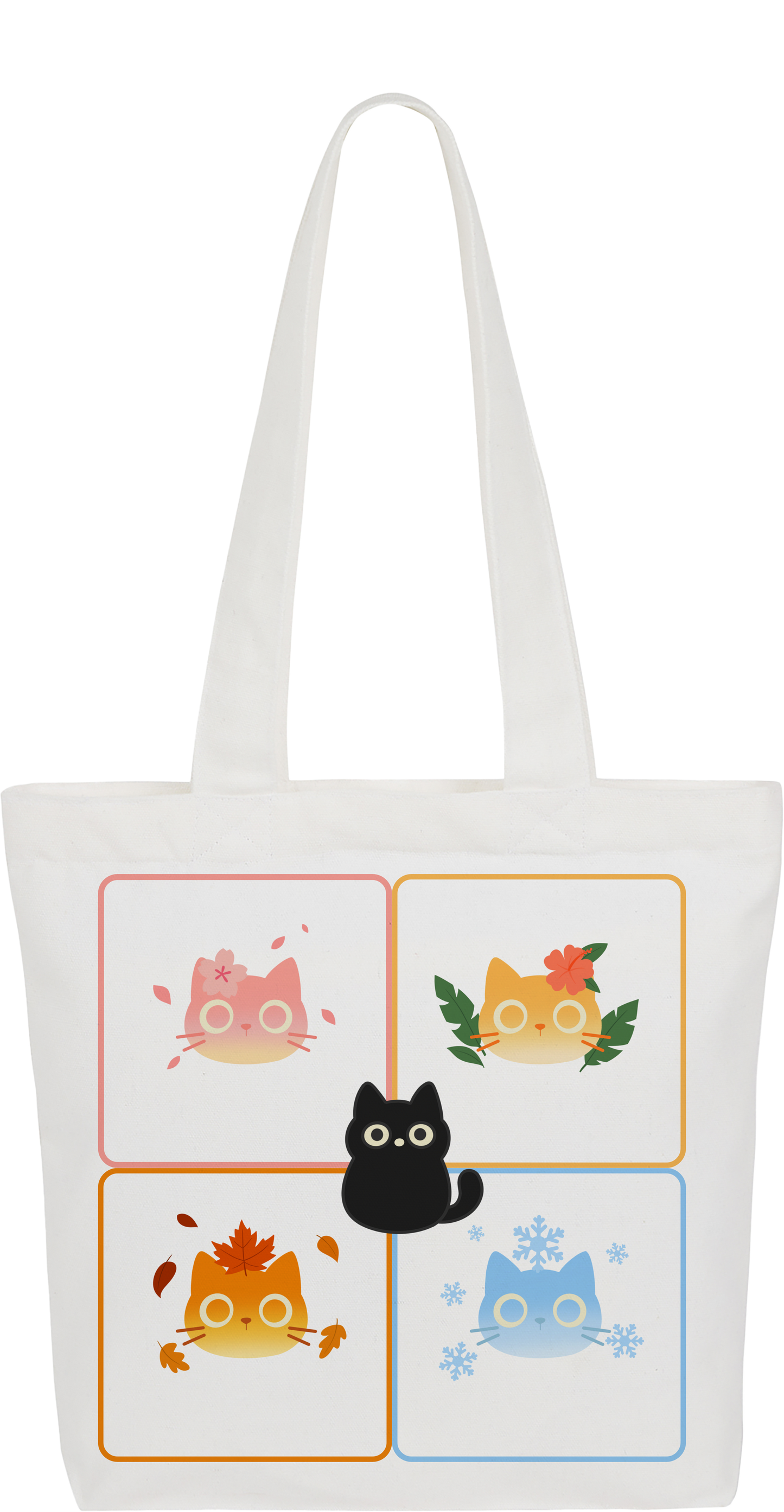 Seasons Collection featuring Kuro Tote Bag (Square) - Elemental Cats Series