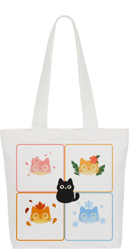 Seasons Collection featuring Kuro Tote Bag (Square) - Elemental Cats Series