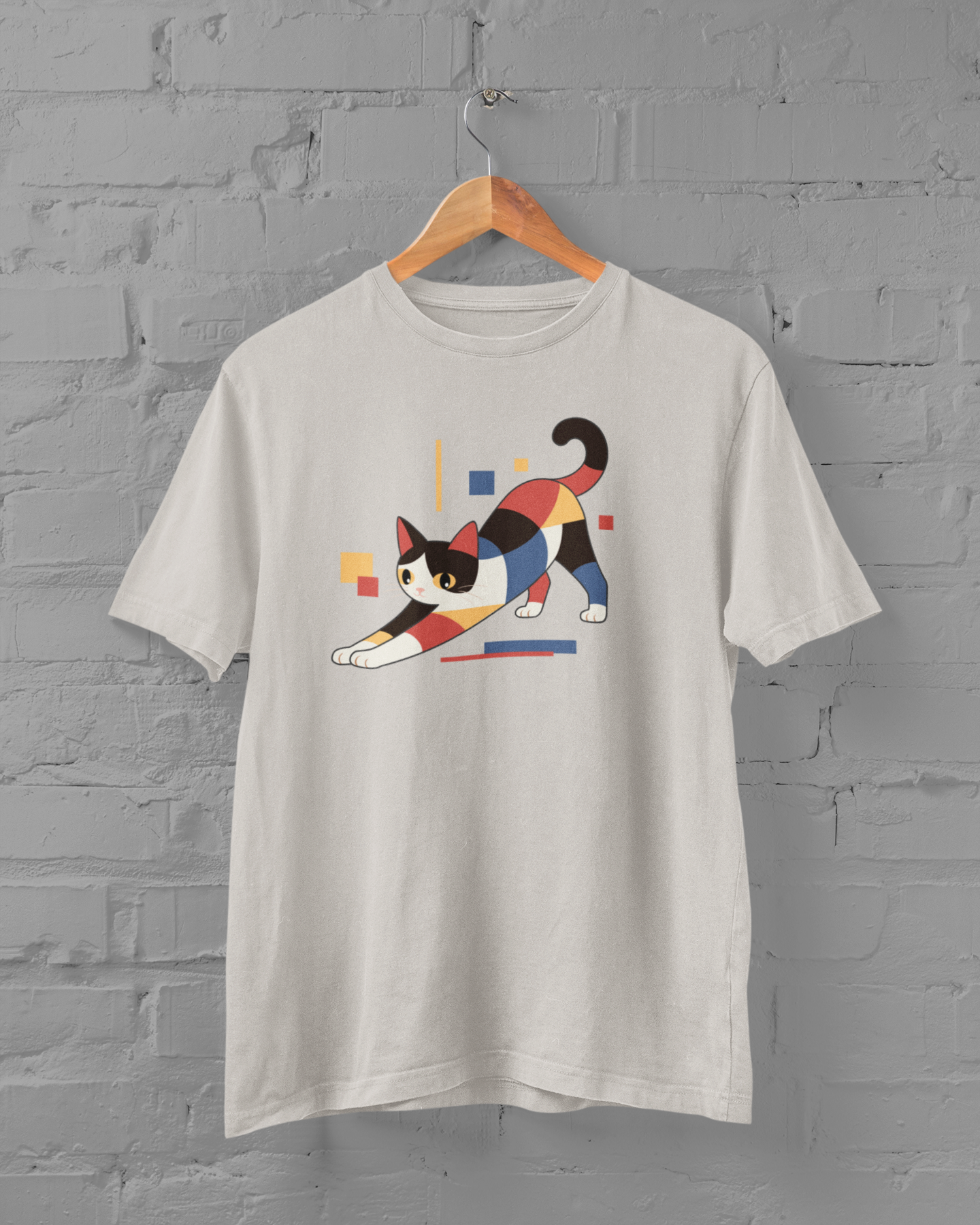 Geometric Cat Series – Primary Color Cat Tee by Kuroneko Ink