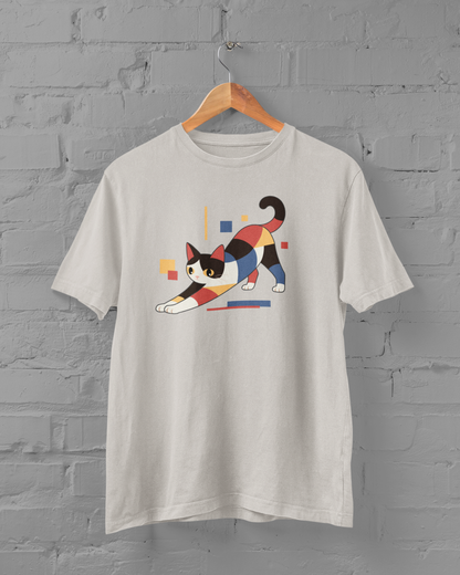 Geometric Cat Series – Primary Color Cat Tee by Kuroneko Ink
