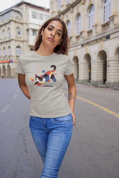 Geometric Cat Series – Primary Color Cat Tee by Kuroneko Ink