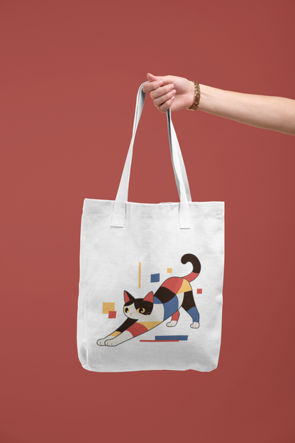 Geometric Cat Series – Primary Color Cat Tote Bag (Square) by Kuroneko Ink