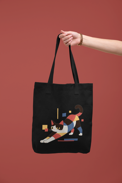 Geometric Cat Series – Primary Color Cat Tote Bag (Square) by Kuroneko Ink